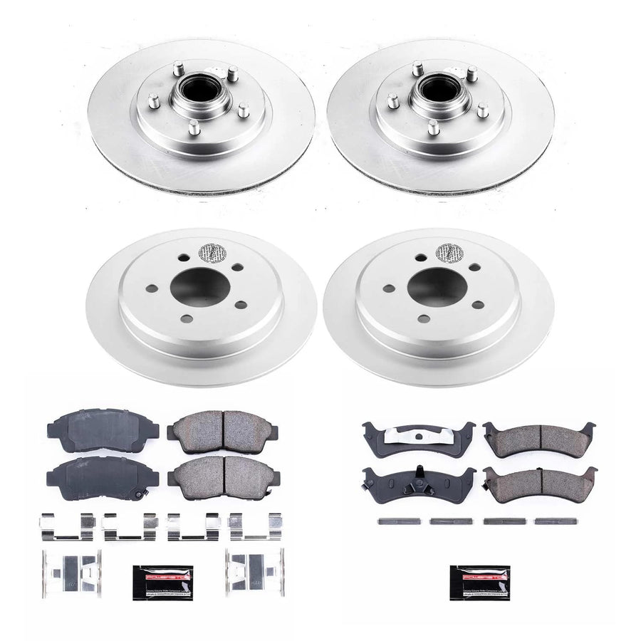 Power Stop Coated Brake Rotor and Ceramic Brake Pads CRK1855- Front & Rear For Ford Explorer 1995-2001, Ford Ranger 1998-2002, Mercury Mountaineer 1997-2001 [Model Specific]