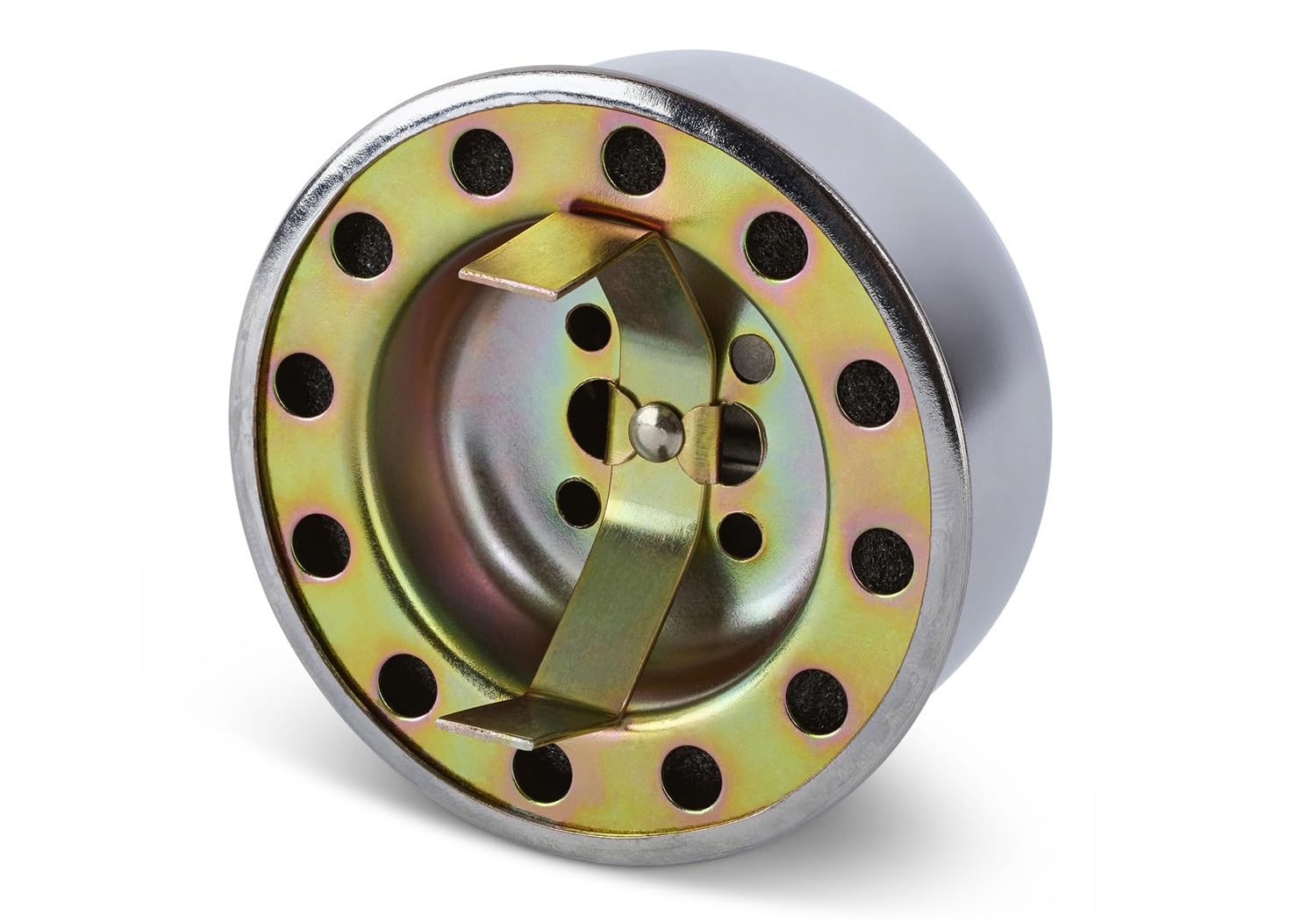 302-200 Ford Breather - Twist-On - Round Racing Logo - Steel - Chrome - Each