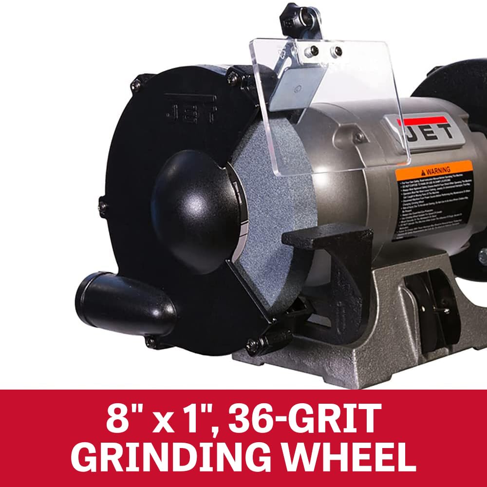 JET 8-Inch Bench Grinder, Wire Wheel with 3450 RPM, 1 HP, 115V 1Ph (Model JBG-8W)