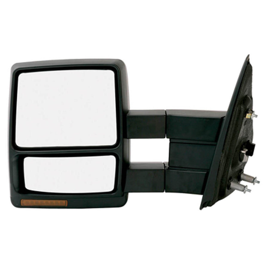 K Source Extendable Driver Side Towing Mirror for 2009-2012 F-150, Textured Black, Turn Signal, Puddle Lamp, Heated Power, Adjustable, Dual Lens, Flat Mirror, Foldaway