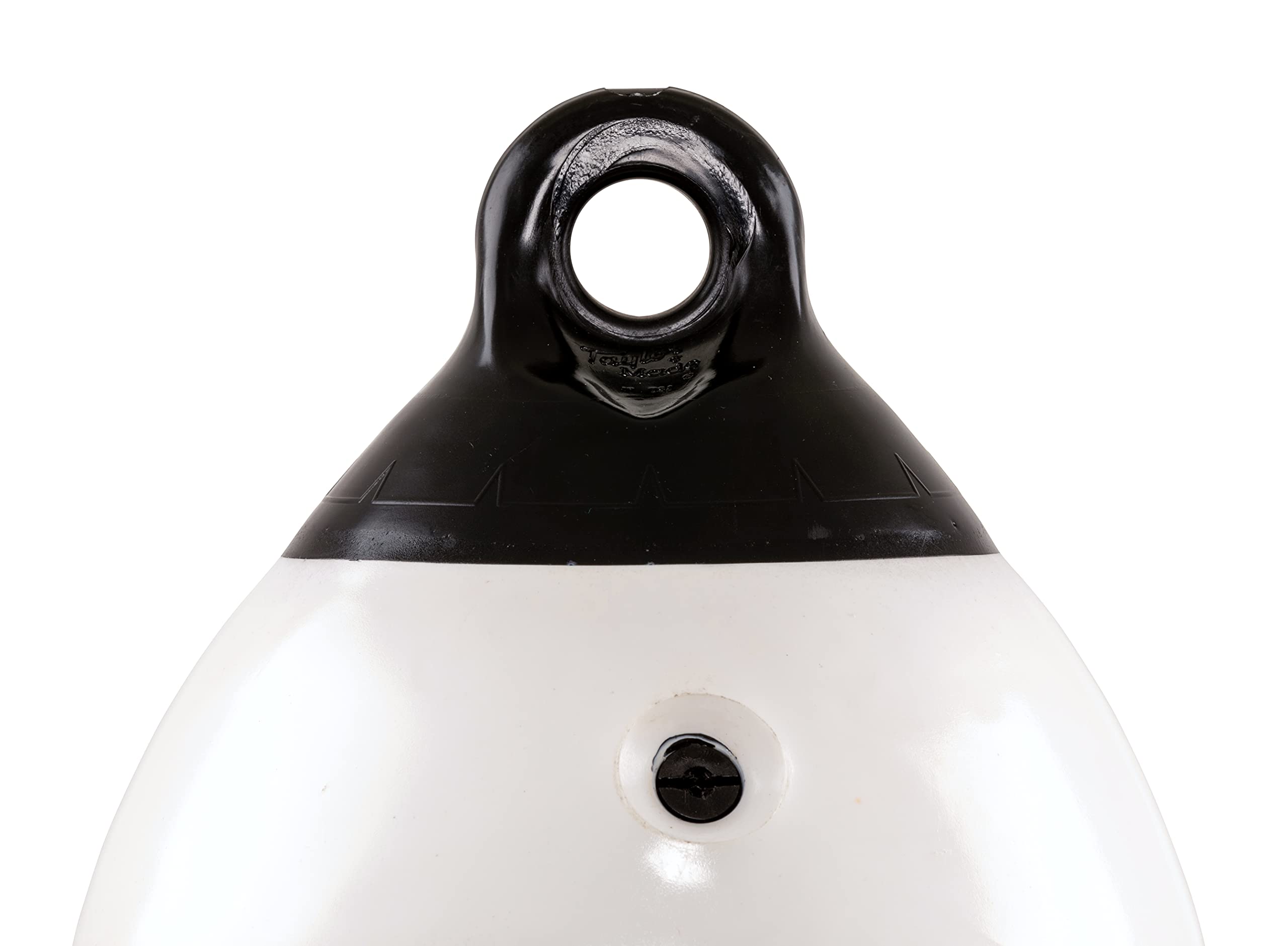 Tuff End Fender Taylor Made (8" x 27") for Boats, Inflatable Vinyl Construction, Seamless One-Piece Design, Twin Eyes Allow for Vertical or Horizontal Hanging, White - 1185