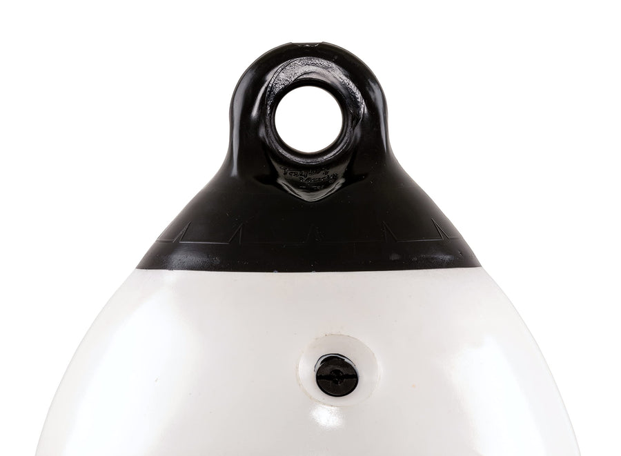 Tuff End Fender Taylor Made (8" x 27") for Boats, Inflatable Vinyl Construction, Seamless One-Piece Design, Twin Eyes Allow for Vertical or Horizontal Hanging, White - 1185