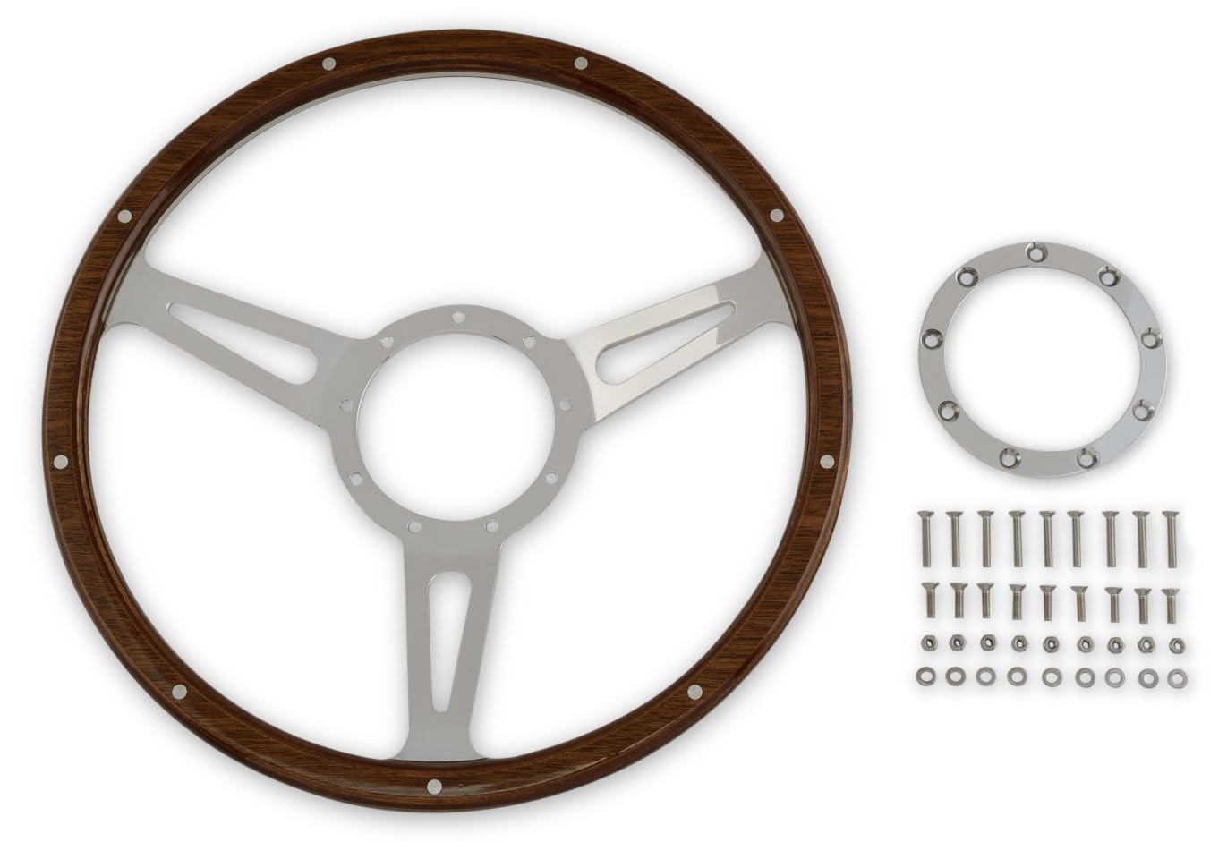 Cobra Style Scott Drake Wood & Aluminum 14" 9 Hole Steering Wheel S1MS-3600-WG-14