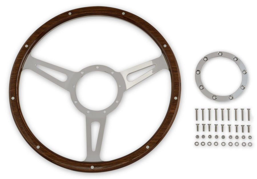 Cobra Style Scott Drake Wood & Aluminum 14" 9 Hole Steering Wheel S1MS-3600-WG-14