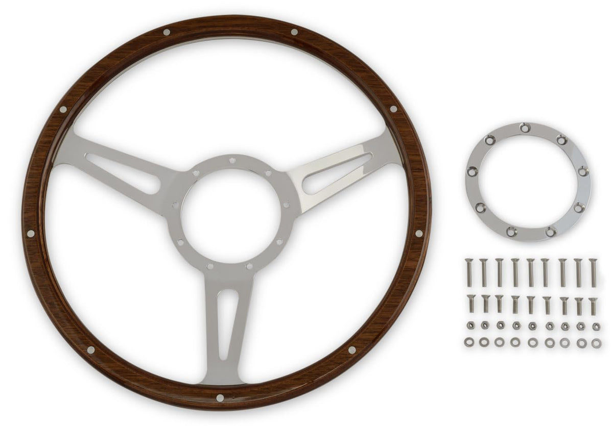 Cobra Style Scott Drake Wood & Aluminum 14" 9 Hole Steering Wheel S1MS-3600-WG-14