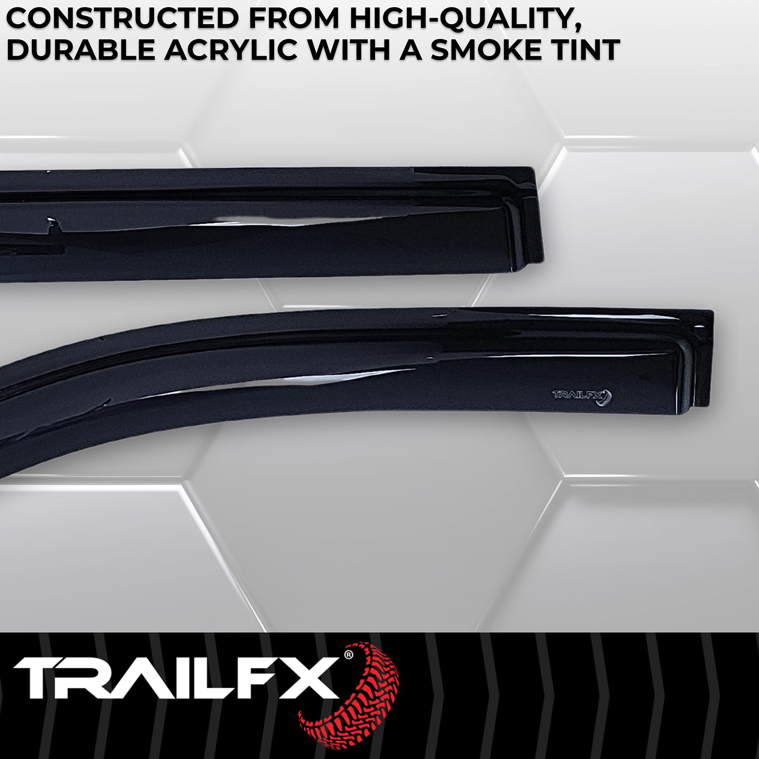 TrailFX Rainguards Acrylic Fits 2021-2024 Chevrolet Suburban 2021-2024 GMC Yukon XL Low Profile Tape-On Smoke Window Vents Outside Channel Mount Set of 4 Rain Guards TrailFX 4716H