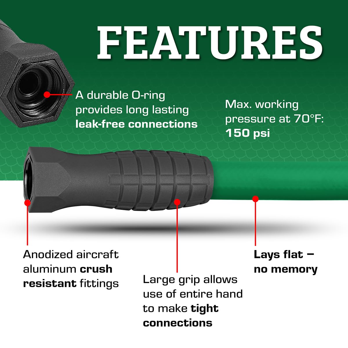 SwivelGrip Flexzilla Colors Garden Hose 5/8 in. x 25 ft., Lightweight All-Weather Water Hose, Durable and Flexible, Leak-Free Connections, Forest Green
