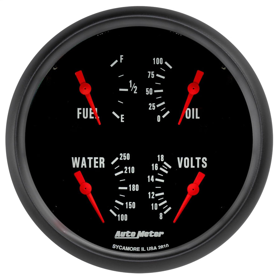 Auto Meter Gauge, Quad, 5", 240Ωe-33Ωf, Elec, Z-Series 2810