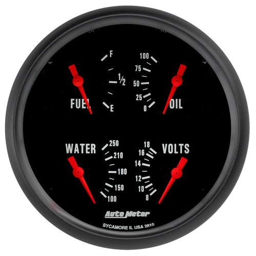 Auto Meter Gauge, Quad, 5", 240Ωe-33Ωf, Elec, Z-Series 2810