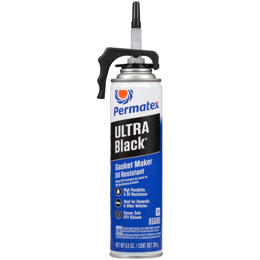 Ultra Black Permatex 85080 Maximum Oil Resistance RTV Silicone Gasket Maker, Sensor Safe And Non-Corrosive, For High Flex And Oil Resistant Applications 9.5 oz