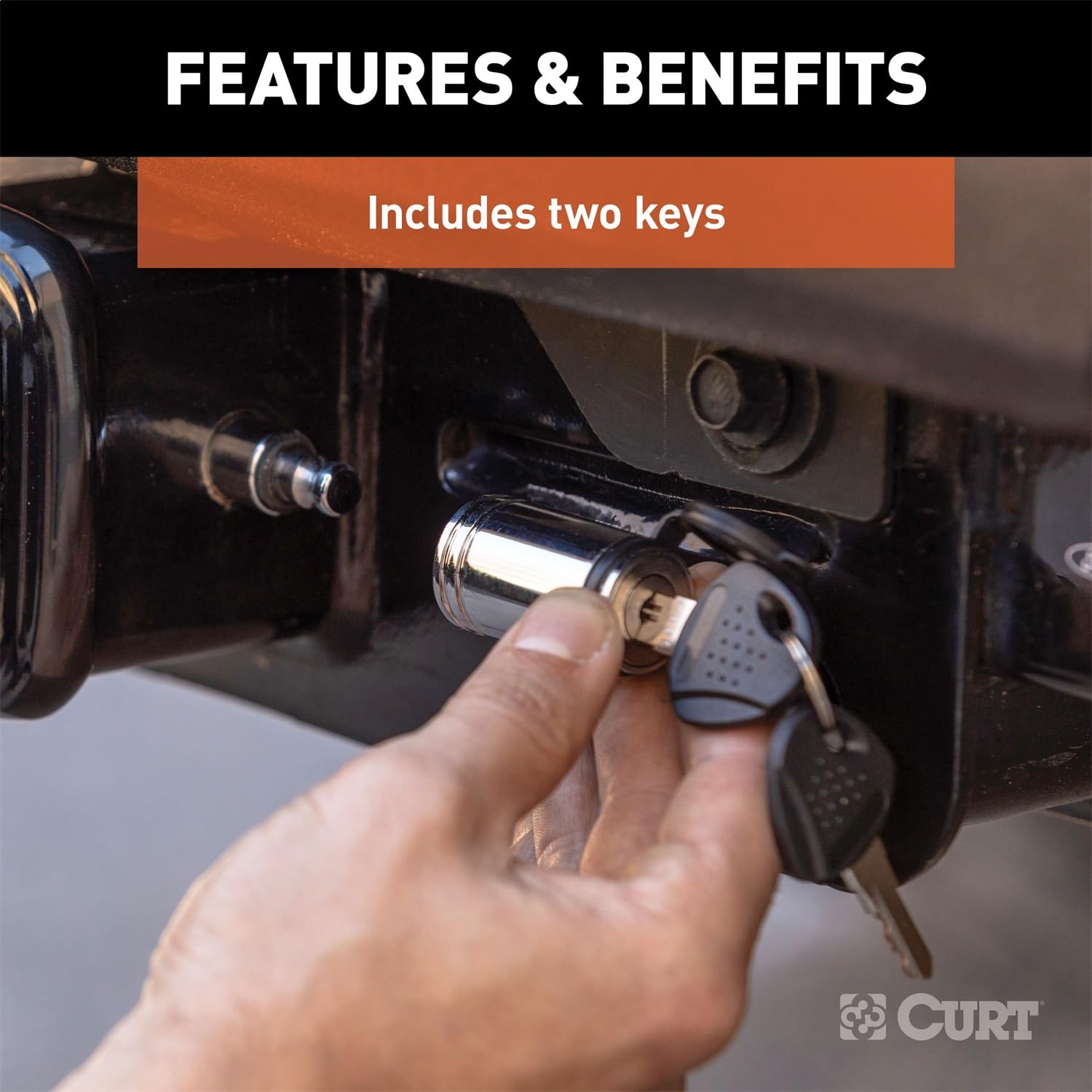 CURT Trailer Hitch Lock 23528, 5/8-Inch Pin Diameter, Fits 2 or 2-1/2-Inch Receiver