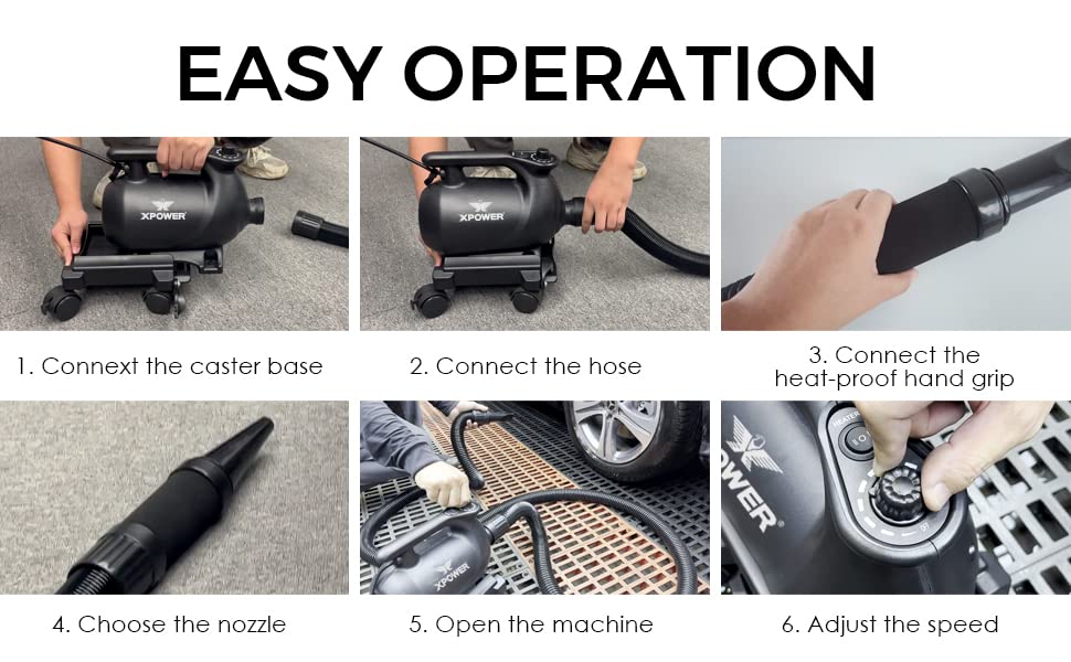 XPOWER A-12 Car Dryer Professional Blower with Mobile Dock w/Caster Wheels