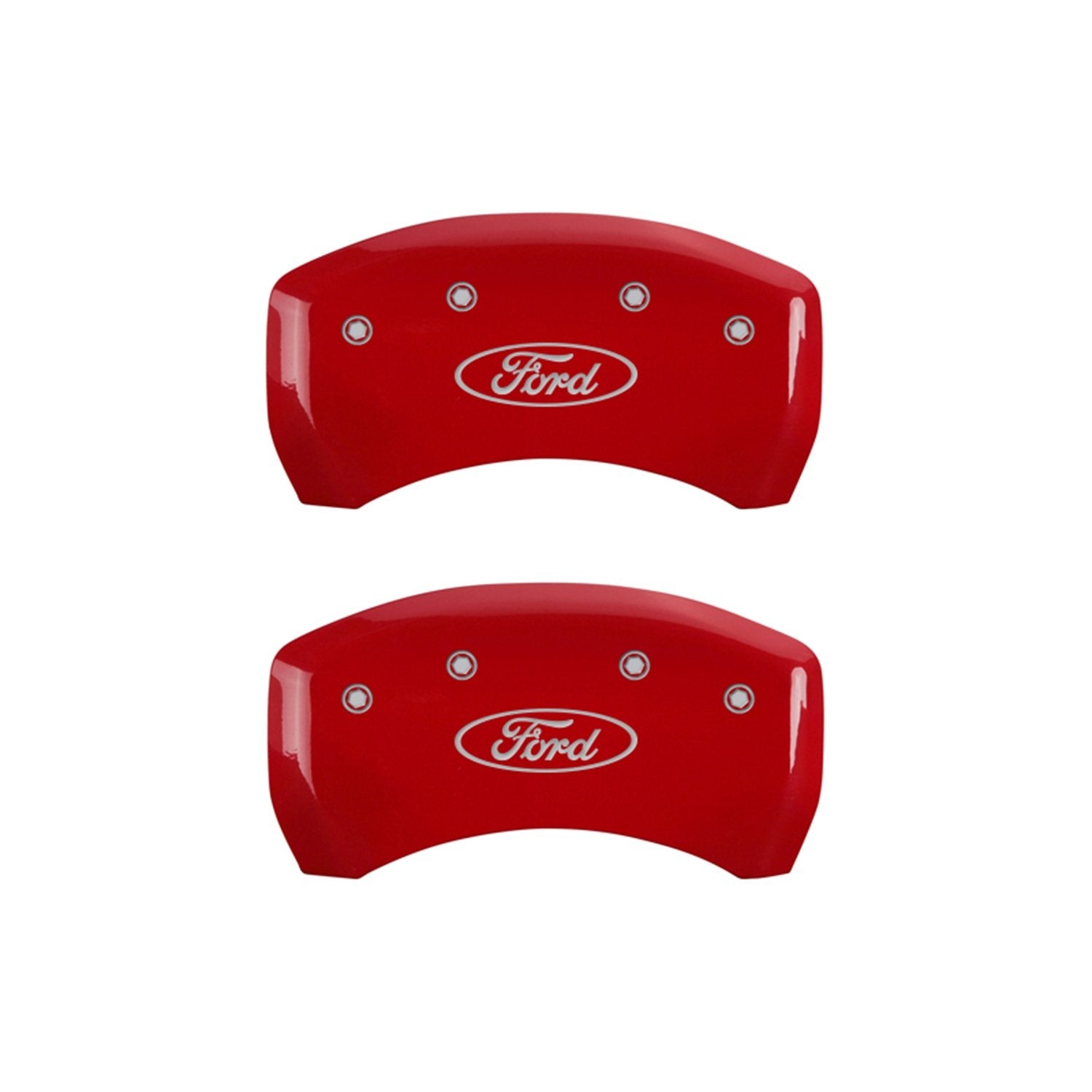 MGP 10198SFRDRD Caliper Covers Red Brake Covers Engraved with Silver Ford Oval (Set of 4)