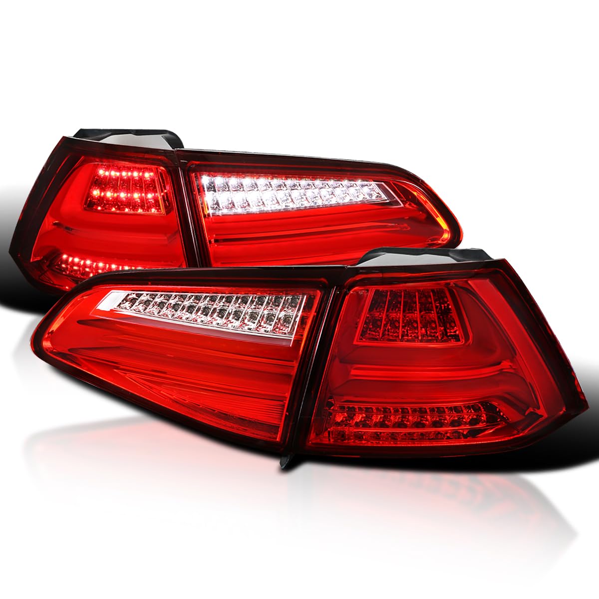 Red LED Bar Tail Lights SPEC-D TUNING Compatible with 2015-2017 Volkswagen Golf GTI Models, Left + Right Pair Assembly