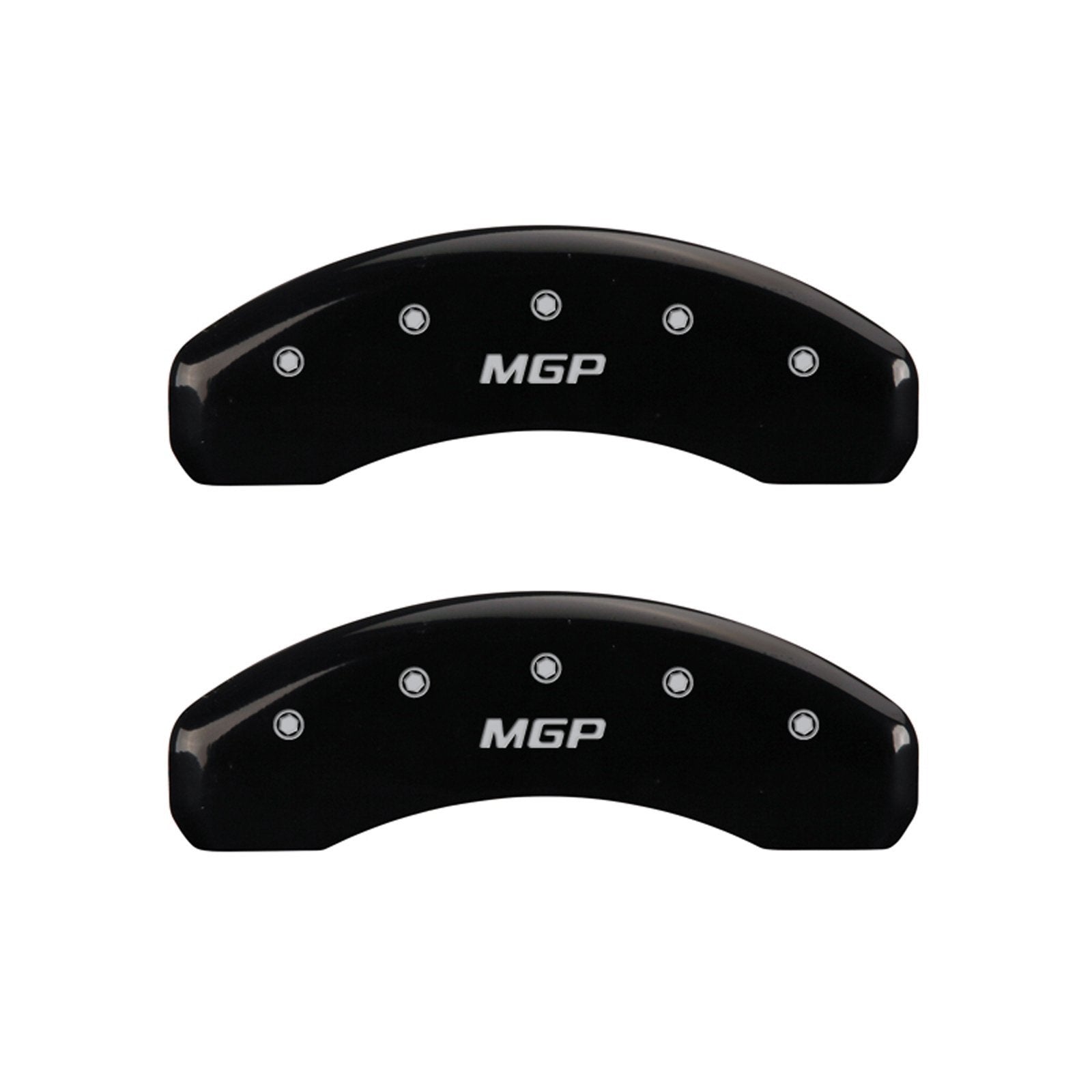 MGP 'MGP' Engraved Caliper Covers 42002SMGPBK with Black Powder Coat Finish and Silver Characters, (Set of 4)