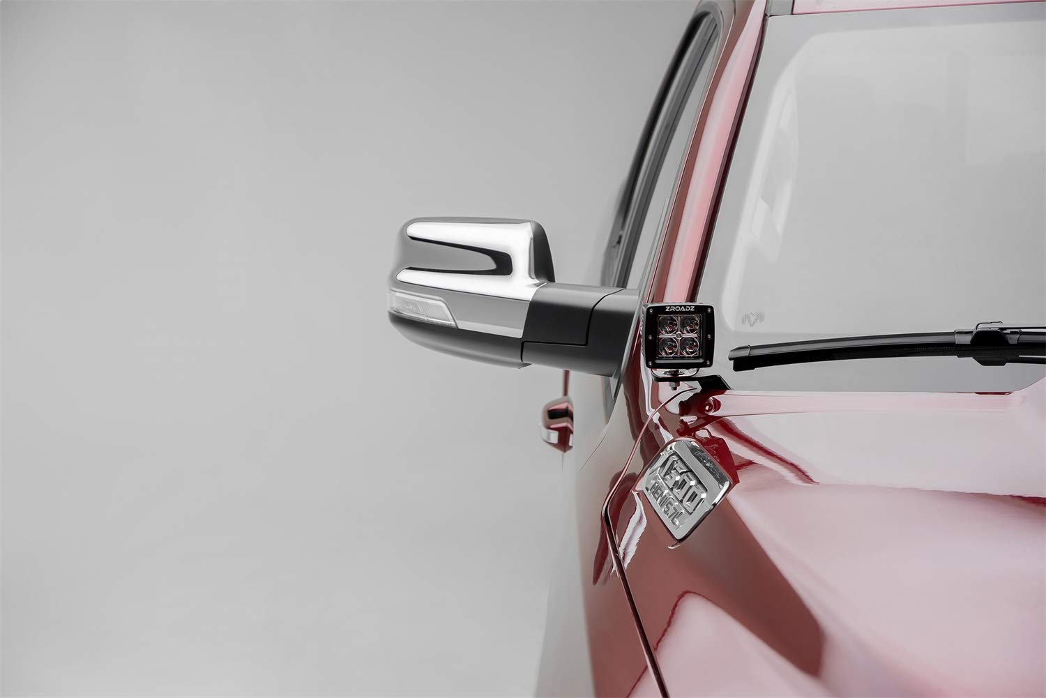 ZROADZ LED Kit Ditch Hood Hinge - Compatible w/ 2019-2022 Ram Rebel - Incl. (2) 3 Inch LED Pod Lights - Mild Steel Gloss Black Finish - Bolt-On Easy Installation - PN #Z364721-KIT2