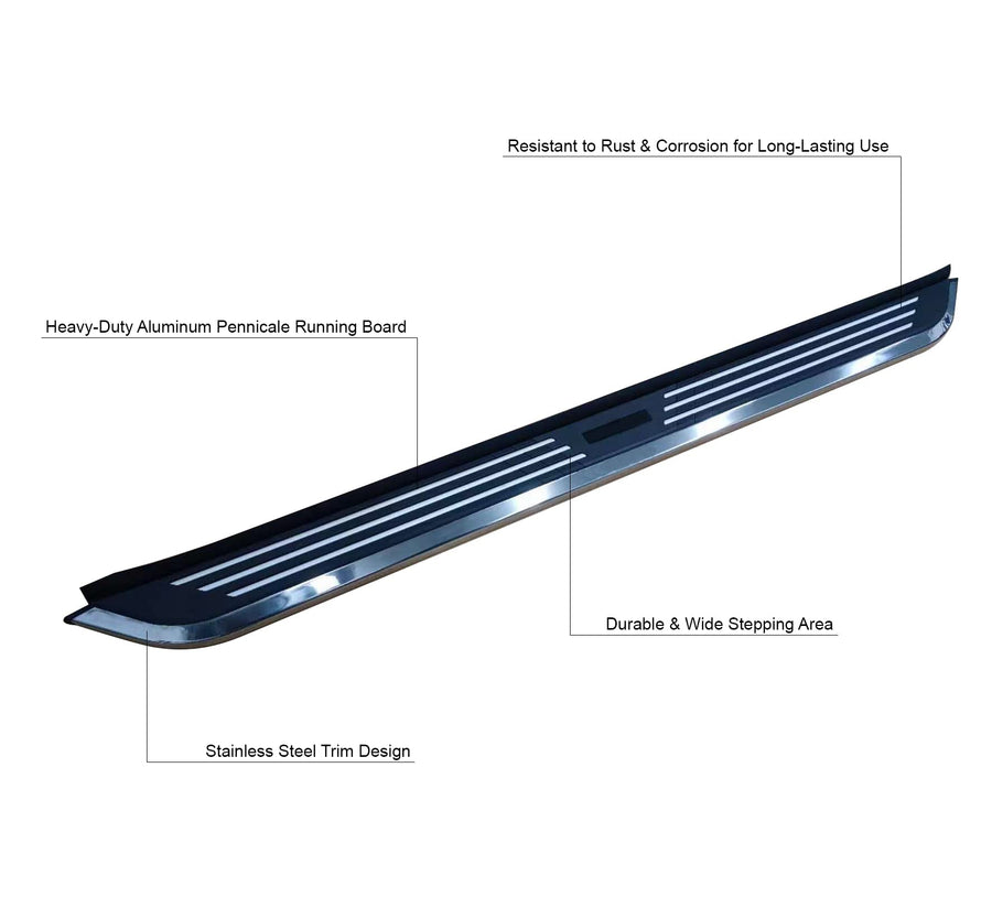 Pinnacle Black Horse Running Boards Compatible with 2007-2021 Toyota Tundra Double Cab-PIT685