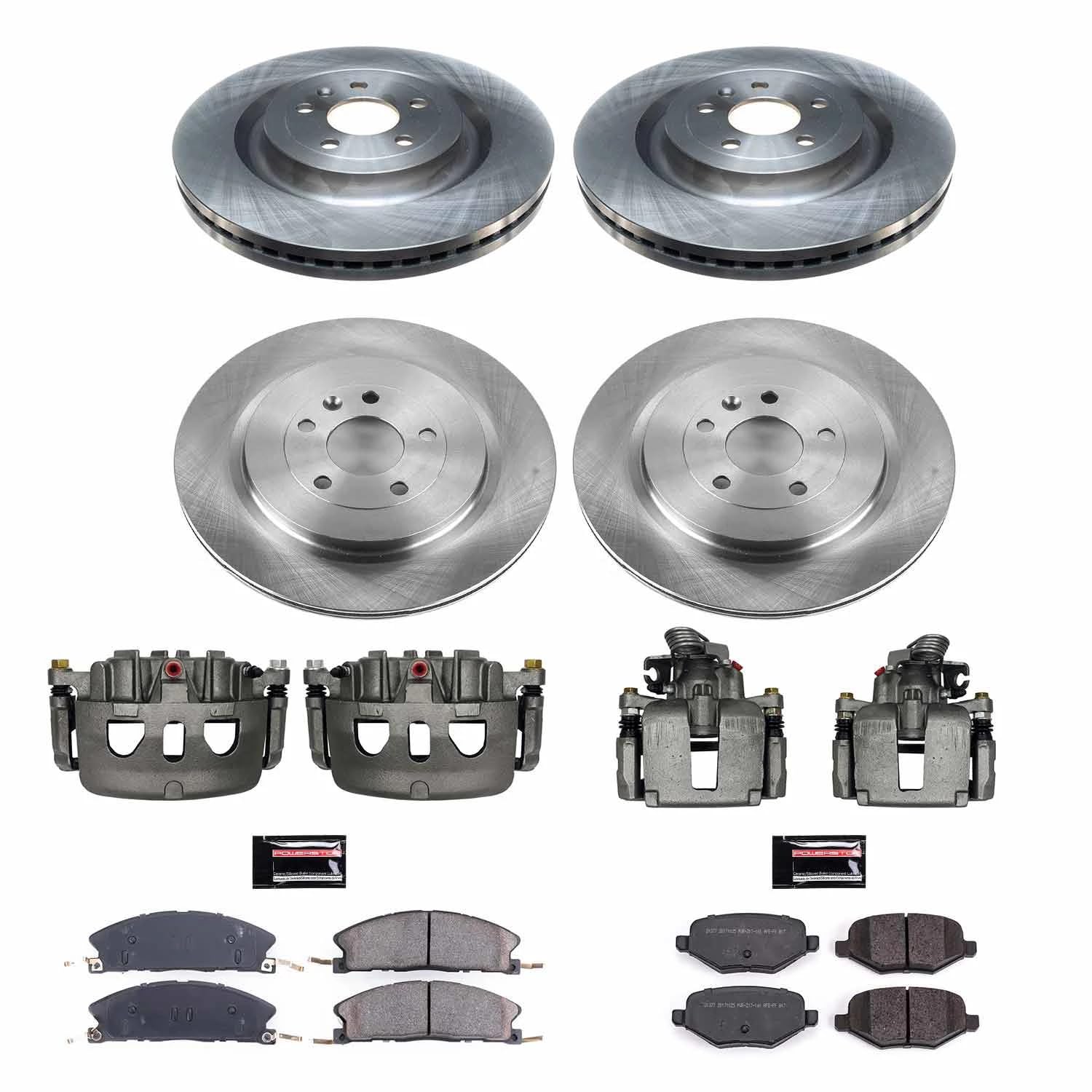 Power Stop Replacement KCOE7573 Autospeciality Front and Rear Caliper Kit- OE Rotors, Ceramic Brake Pads, Calipers