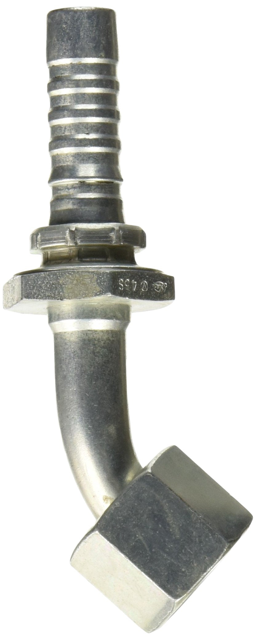 Gates GlobalSpiral 8GS-8FFORX45S Couplings, Female Flat-Face O-Ring Swivel, Zinc Plated Carbon Steel, 3.70", 45° Bent Tube, 1/2" ID