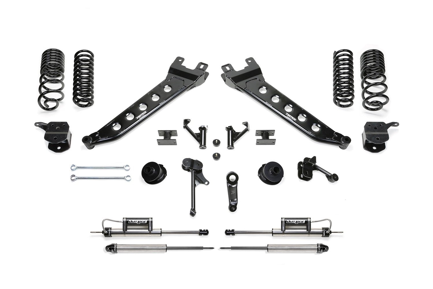 Fabtech K3156DL Lift System Radius Arm 7 in. Incl. Coil Springs Front Dirt Logic 2.25 Resi Shocks Rear Dirt Logic Shocks