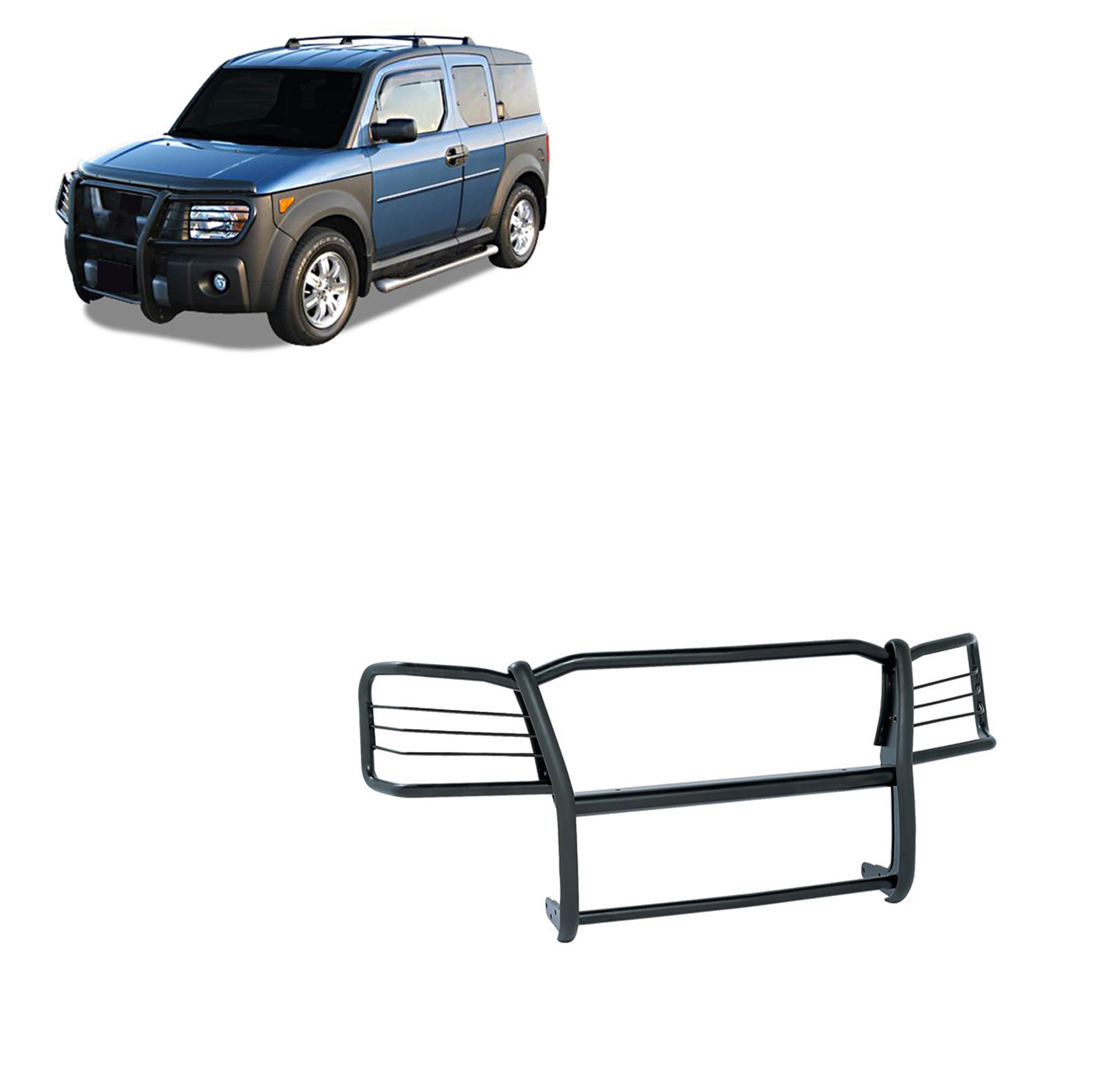 Bumper Guard Black Horse Grille brush Modular Black Compatible with 2003-2008 Honda Element-17A155900MA