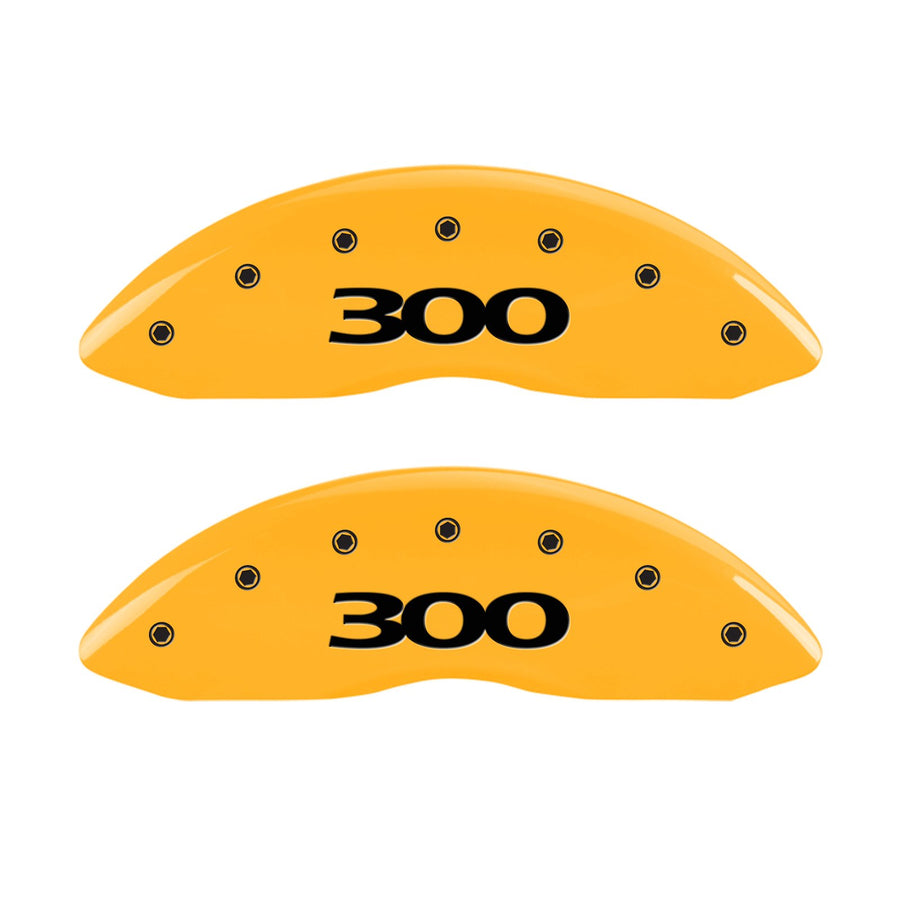 Caliper Covers MGP 32020S300YL Yellow (Set of 4, Engraved Front and Rear: 300, Yellow powder coat finish, black characters)
