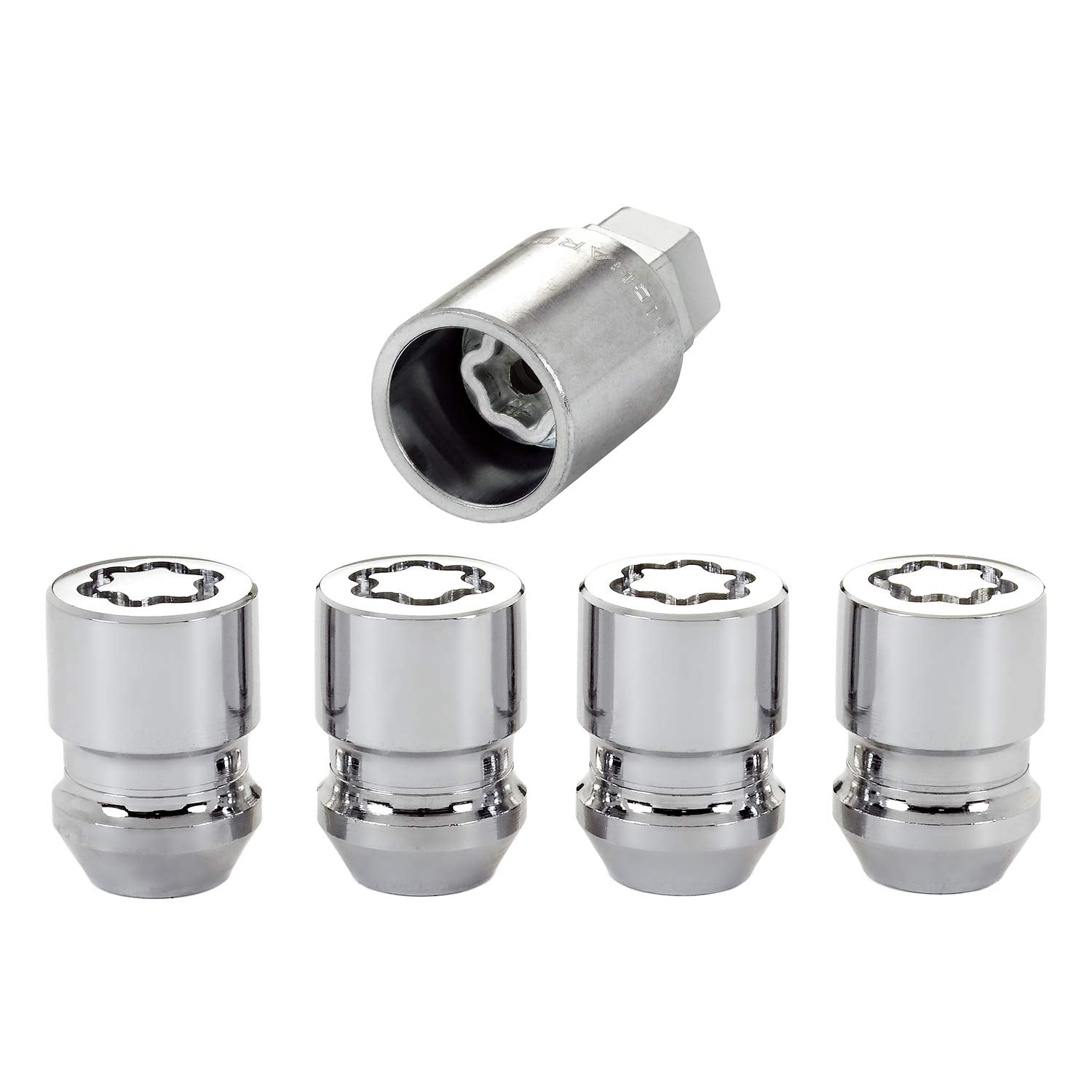 Chrome Wheel Lock Set McGard 24157, Cone Seat, M12x1.5 Thread, 13/16 Key Hex