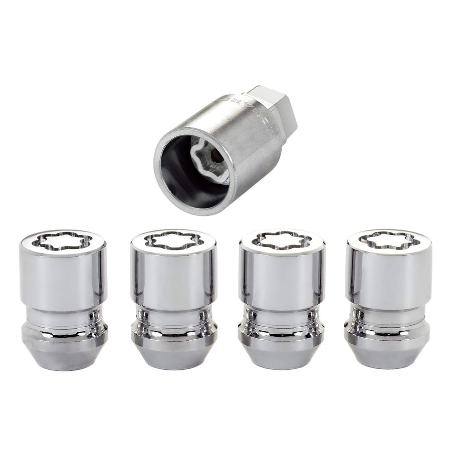 Chrome Wheel Lock Set McGard 24157, Cone Seat, M12x1.5 Thread, 13/16 Key Hex