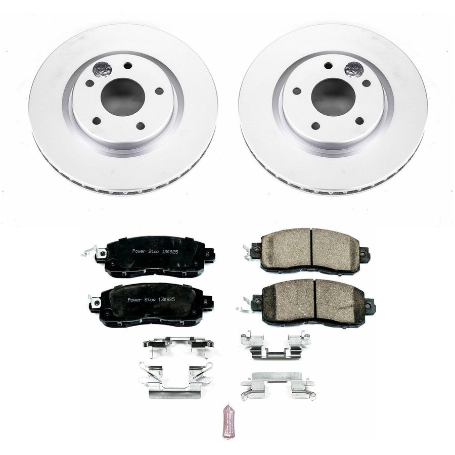 Power Stop Z17 Evolution Geomet Coated Brake Kit Front For Nissan LEAF 2014-2017 [Model Specific]