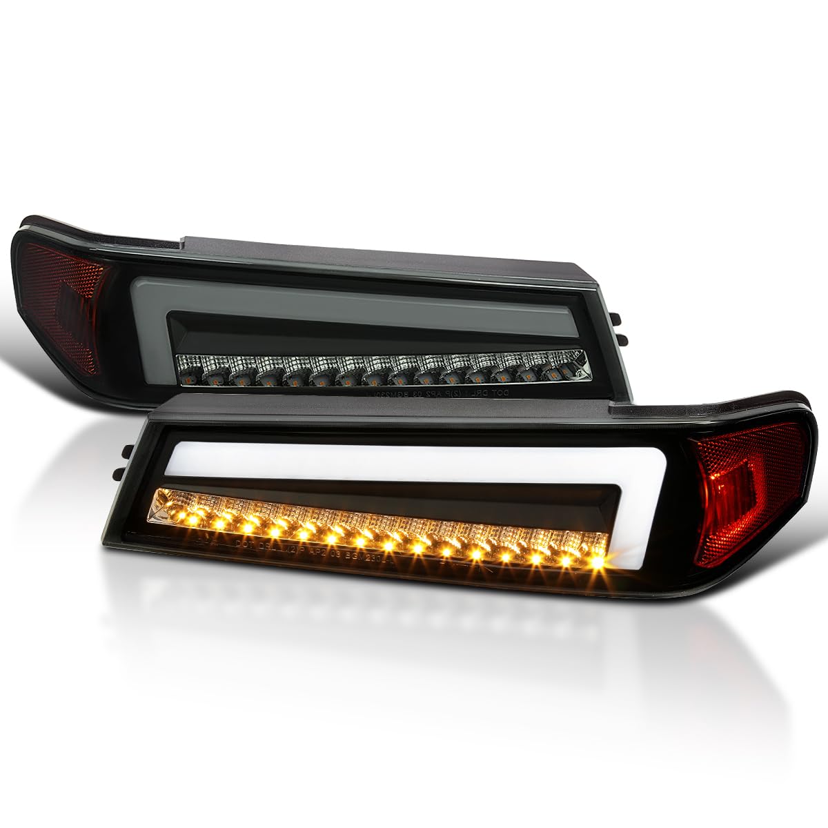 Black Smoke SPEC-D TUNING Full LED Corner Lights with Sequential Turn Signal, Compatible with 2004-2012 Chevy Colorado, Left + Right Pair Headlamps Assembly
