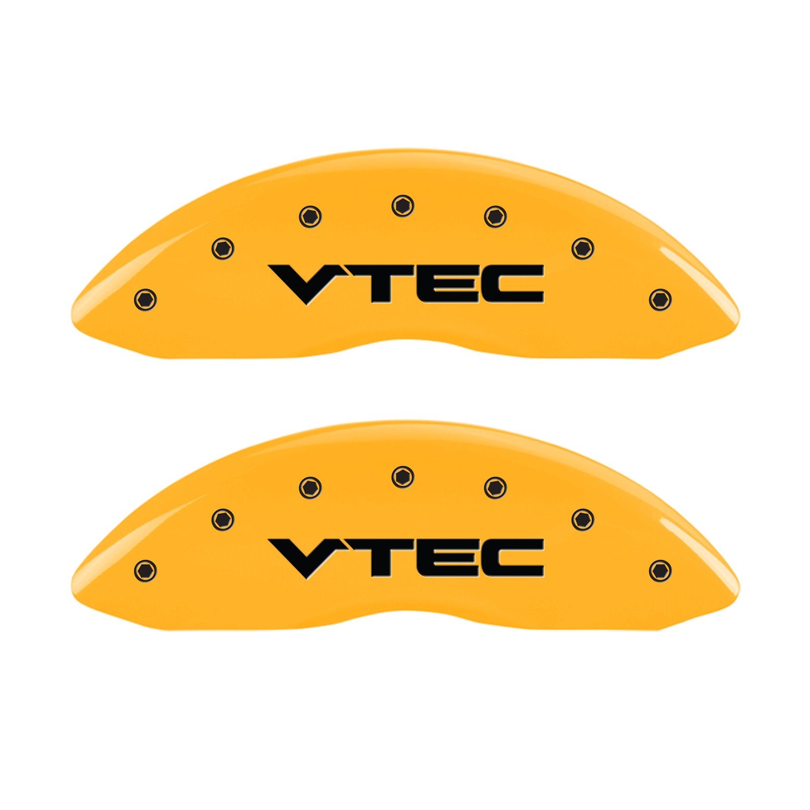 Caliper Covers MGP 39011SVTCYL Yellow (Set of 4, Engraved Front and Rear: Vtech, Yellow powder coat finish, black characters)