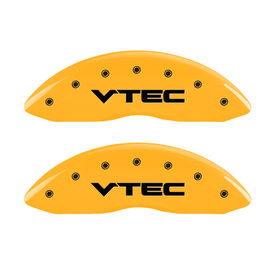 Caliper Covers MGP 39011SVTCYL Yellow (Set of 4, Engraved Front and Rear: Vtech, Yellow powder coat finish, black characters)