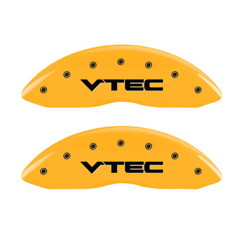 Caliper Covers MGP 39011SVTCYL Yellow (Set of 4, Engraved Front and Rear: Vtech, Yellow powder coat finish, black characters)