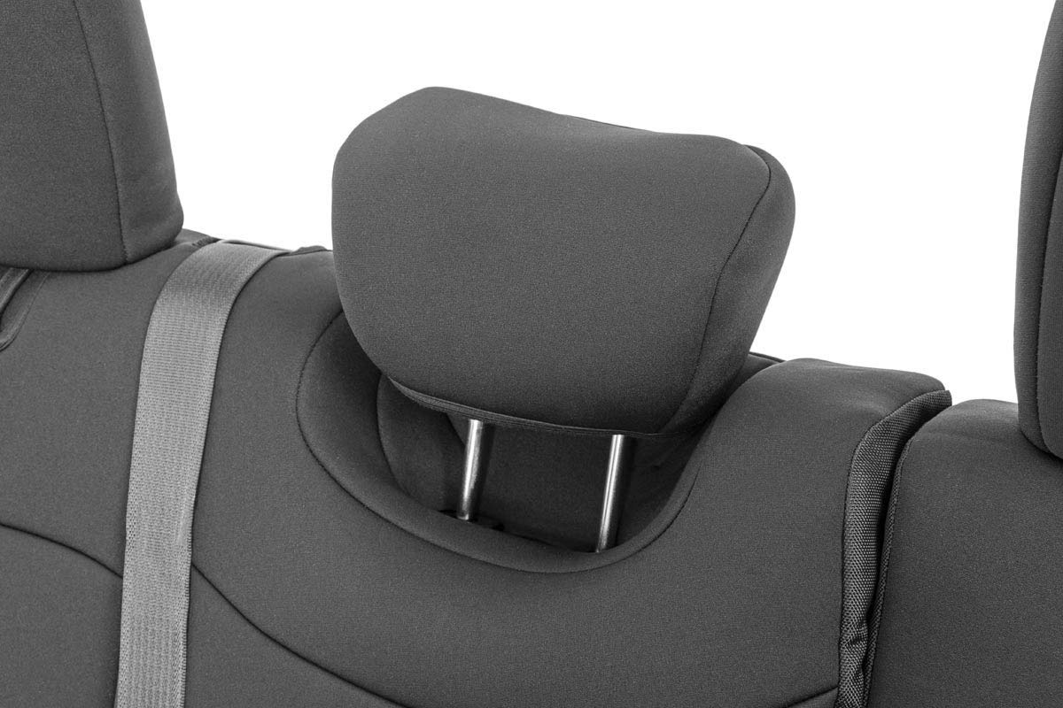 Rough Country Seat Covers Neoprene for Jeep Wrangler JL 4-Door (2018-2024) w/No Rear Arm Rest - Waterproof & UV Resistant, Foam Padded, Front & Rear Seat Cover Set