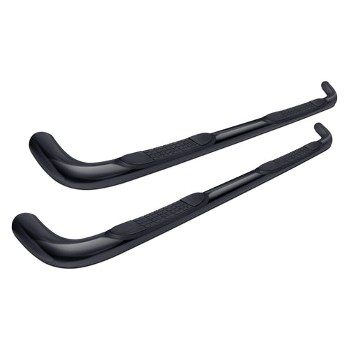 TrailFX 3 Inch Round Nerf Bar Bent Side Steps Fits 2009-2014 Ford F-150 Standard Cab Black Powder Coated Steel with Step Pad Rocker Panel Mount TrailFX 1130301093 Truck Side Steps Nerf Bar