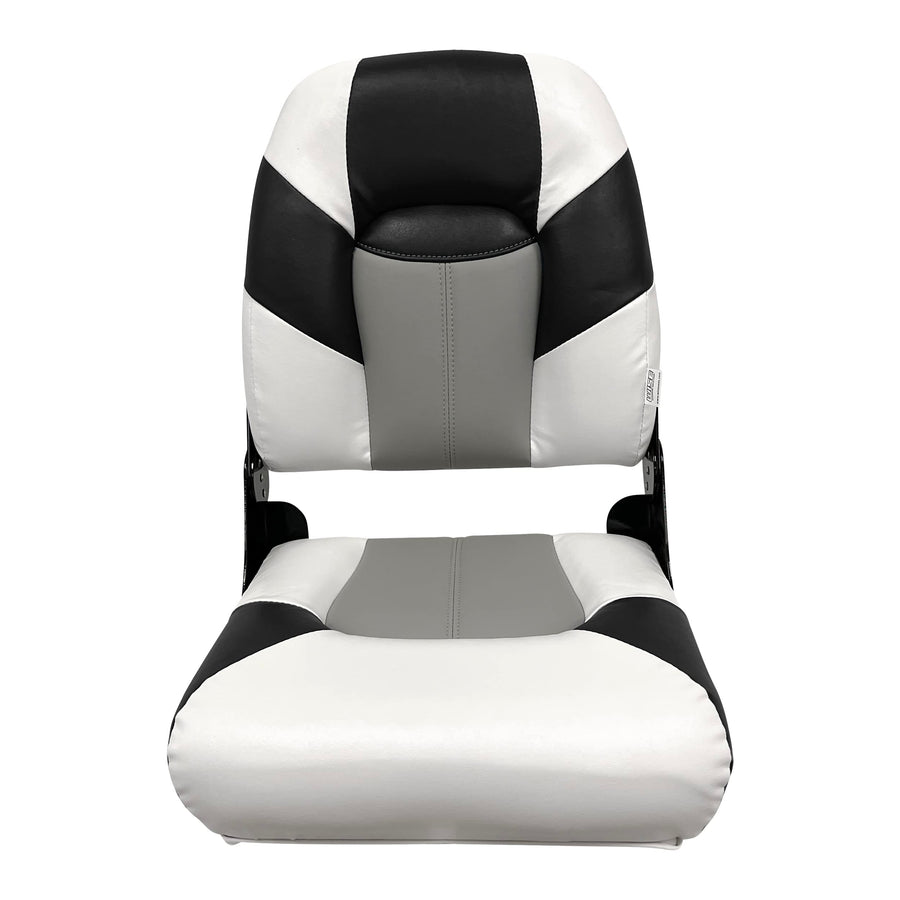 Baja Series Wise High Back Boat Seat, Brite White/Grey/Black 1461-1782