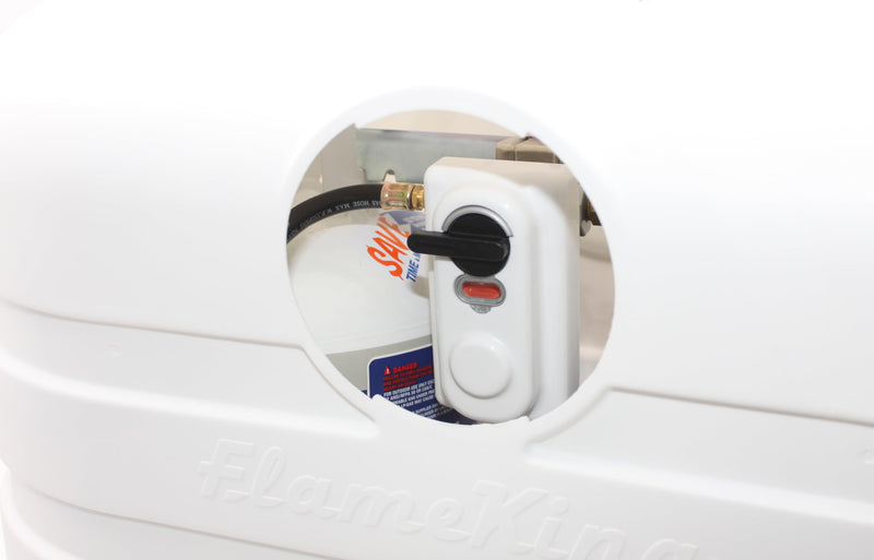 Flame King 30LB Dual LP Propane Tank Light Plastic Heavy Duty Cover for RV, Travel Trailer, Camper - White
