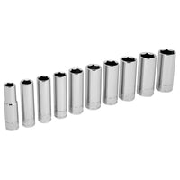 10-Piece Metric Deep Socket Set Performance Tool W38402 3/8-Inch Drive