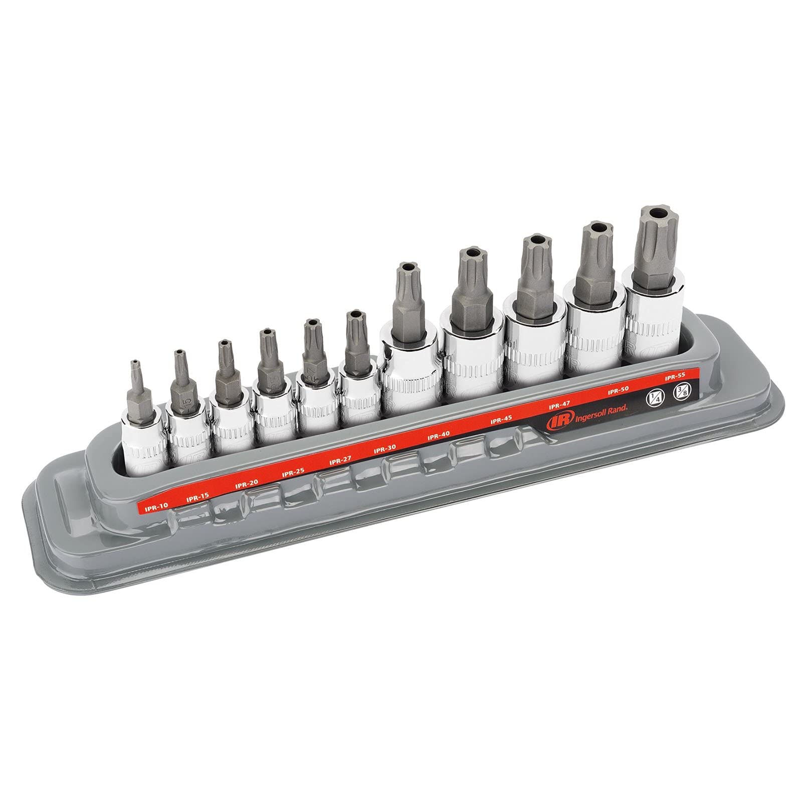 Ingersoll Rand 11 Pc. Torx Plus Tamper-Proof Bit Socket Set, S2 Steel & Chrome Vanadium, 1/4" & 3/8" Drive, IPR10–IPR55 with Storage Tray – 752032