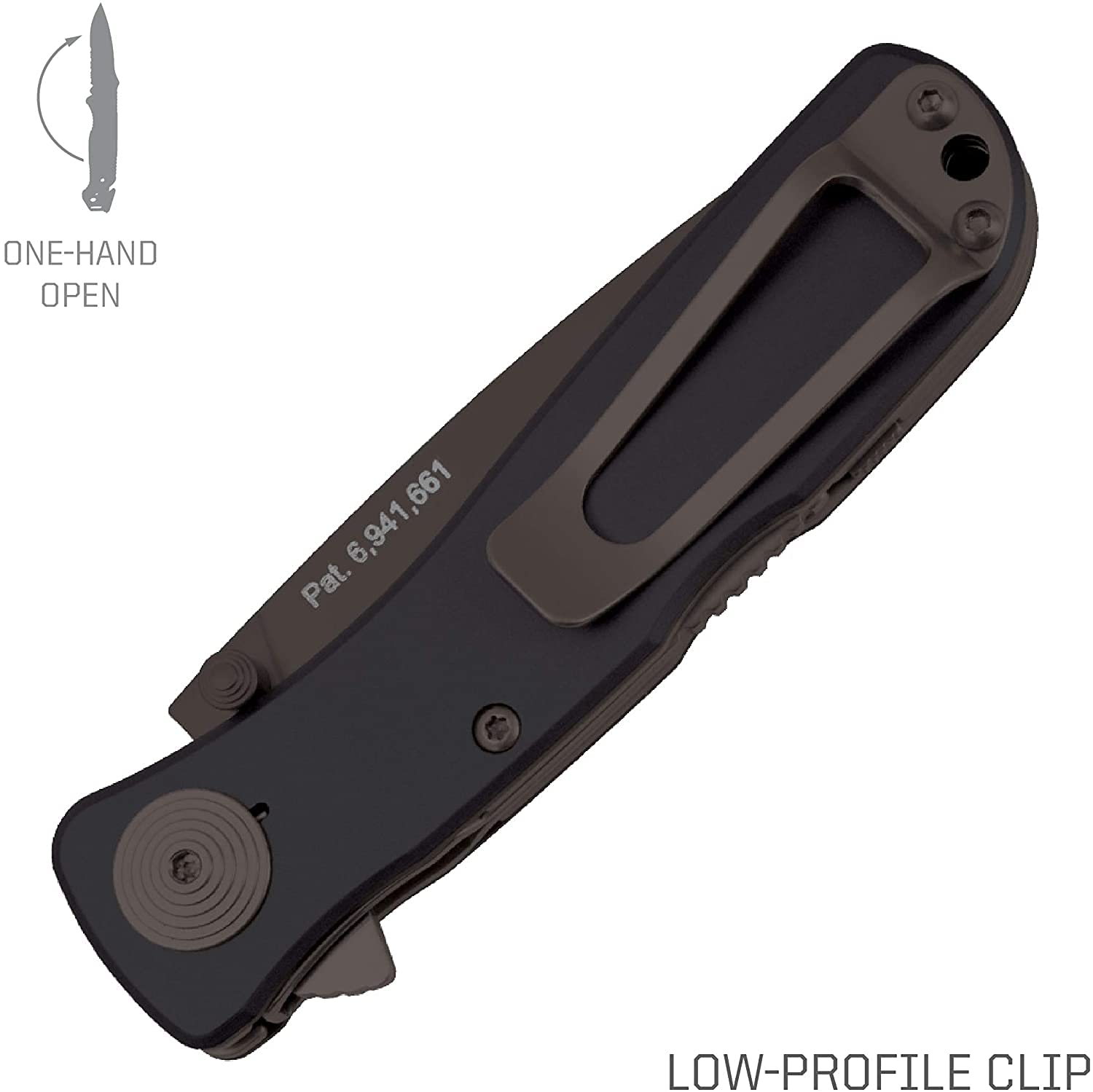 SOG Twitch II Lockback Knife- EDC Tactical Folding Assisted Opening Knife with 2.65 Inch AUS 8 Stainless Steel Blade and Low Carry Clip with Double Thumb Studs (TWI2-CP)