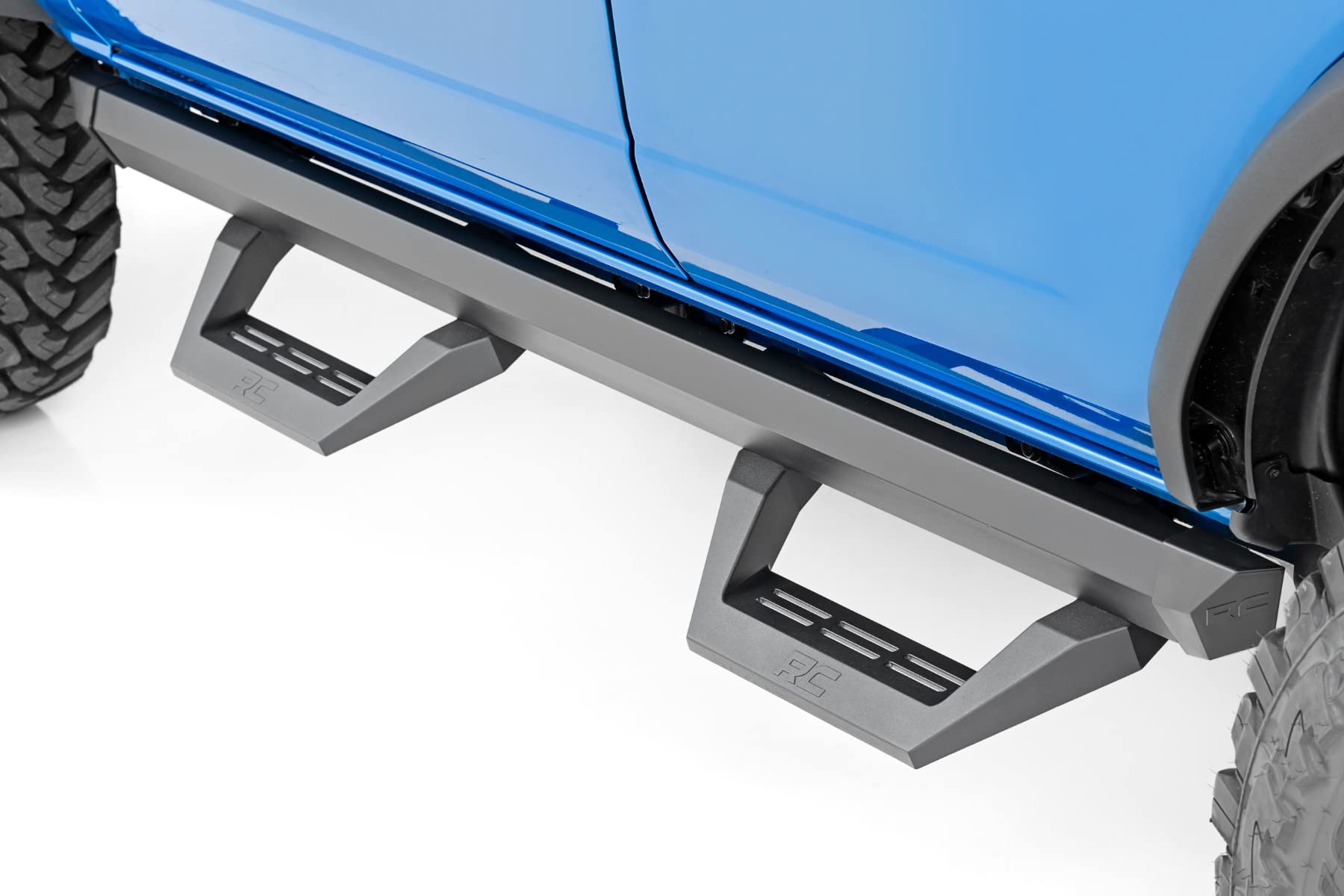 Rough Country Adjustable SRX2 Aluminum Steps for Ford Bronco (2021-2025) 4-Door - Modular Running Boards with Slide-Adjust Steps
