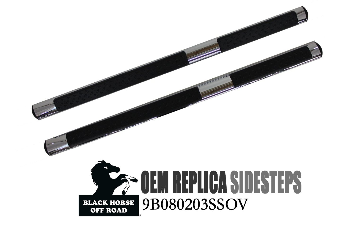 OEM Replica Black Horse Side Steps Stainless Steel Compatible with 11-21 Jeep Grand Cherokee (Excl. Limited X, High Altitude, Summit, SRT, SRT8, Trackhawk and Trailhawk)-9B080203SSOV