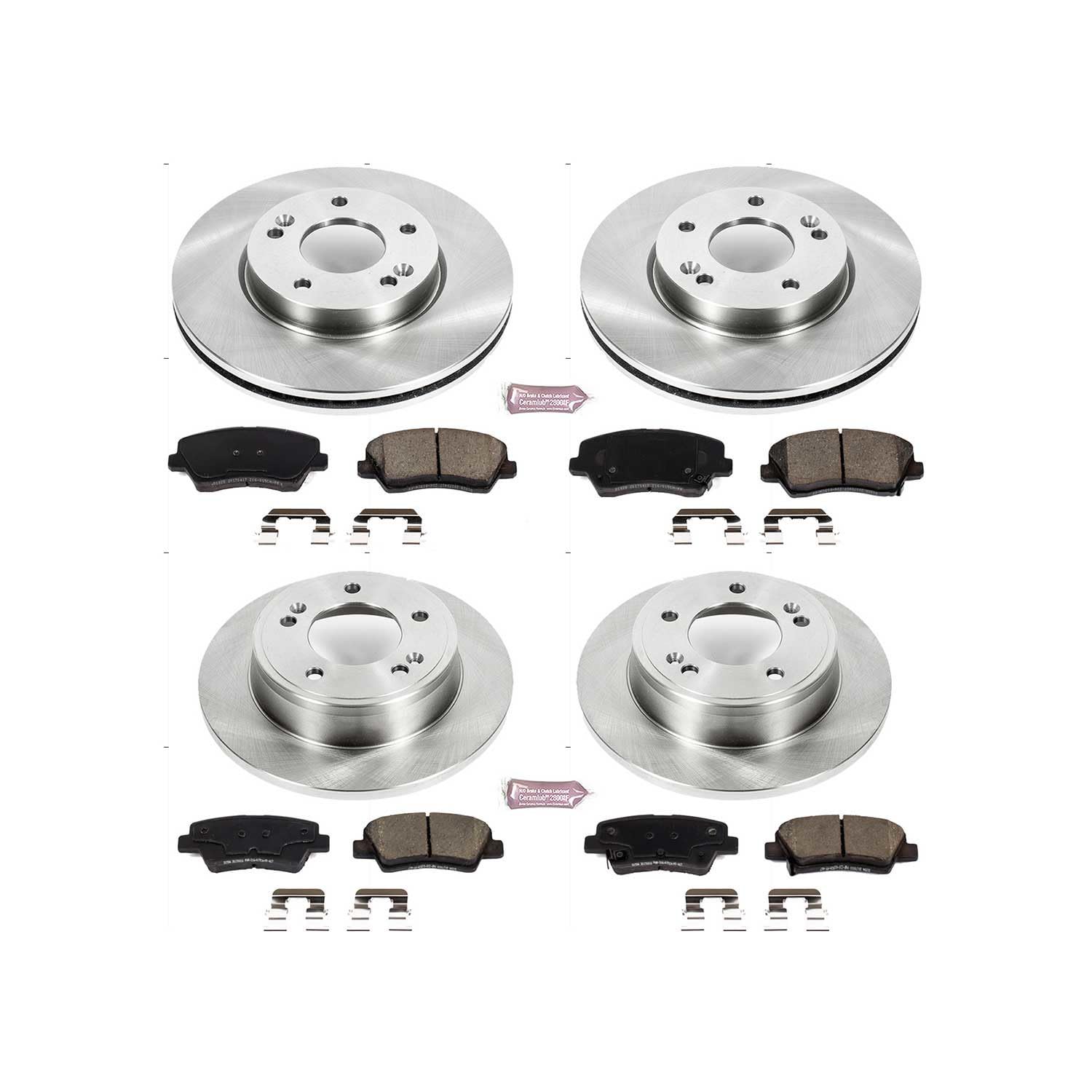 Power Stop Autospecialty KOE7582 Front and Rear Replacement Brake Kit-OE Brake Rotors & Ceramic Brake Pads