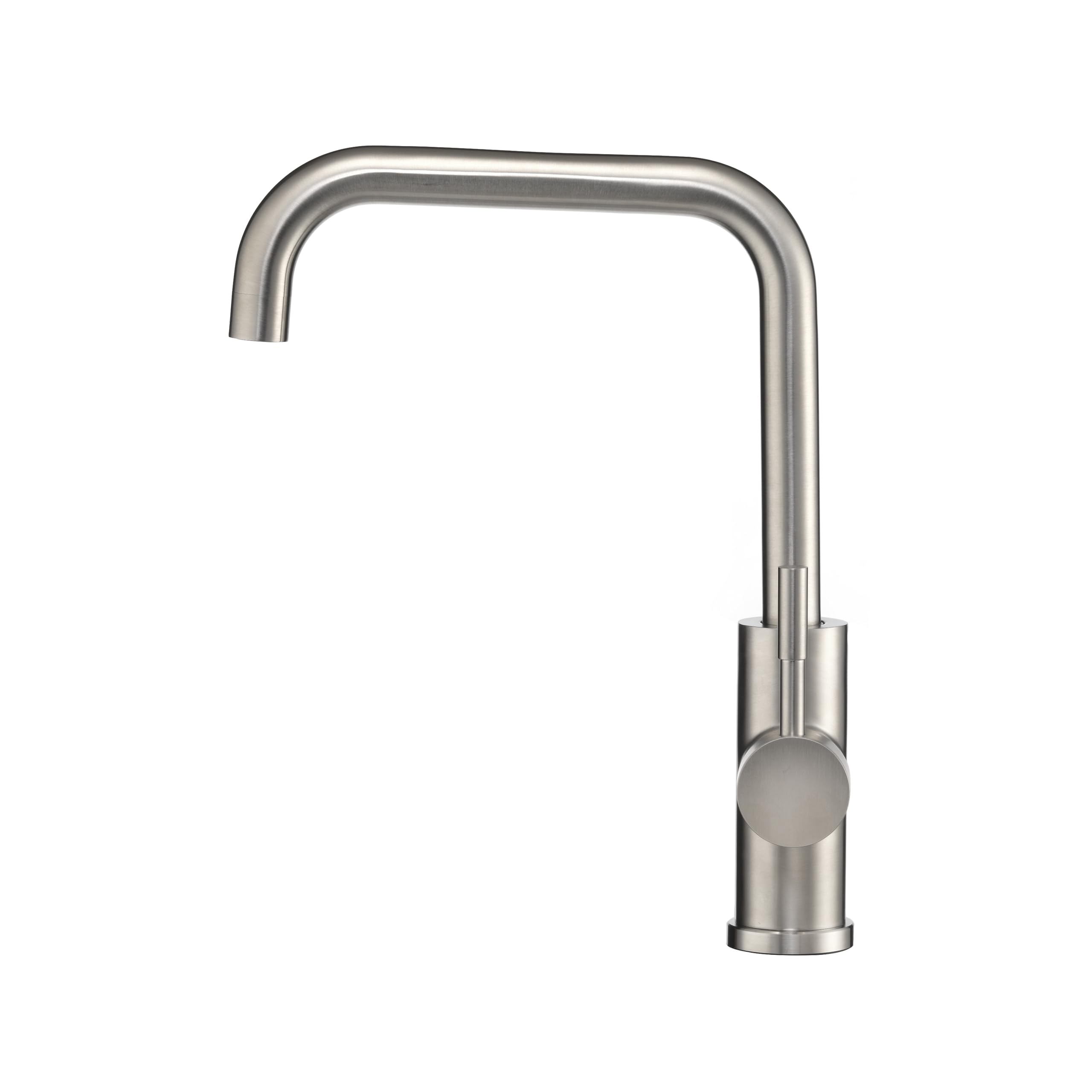 Dura Faucet Squared-Arc RV Single Handle Kitchen Sink Faucet - Optional Deck Plate (Brushed Satin Nickel)