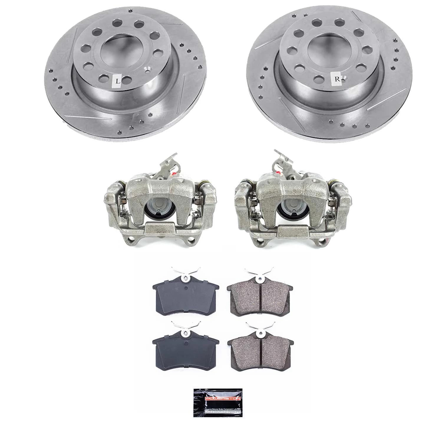 Power Stop KCOE5671A Rear Brake Caliper Kit- Brake Pads, Brake Rotors & Calipers For Volkswagen Beetle 2013-2017, Volkswagen Jetta 2018 [Model Specific]