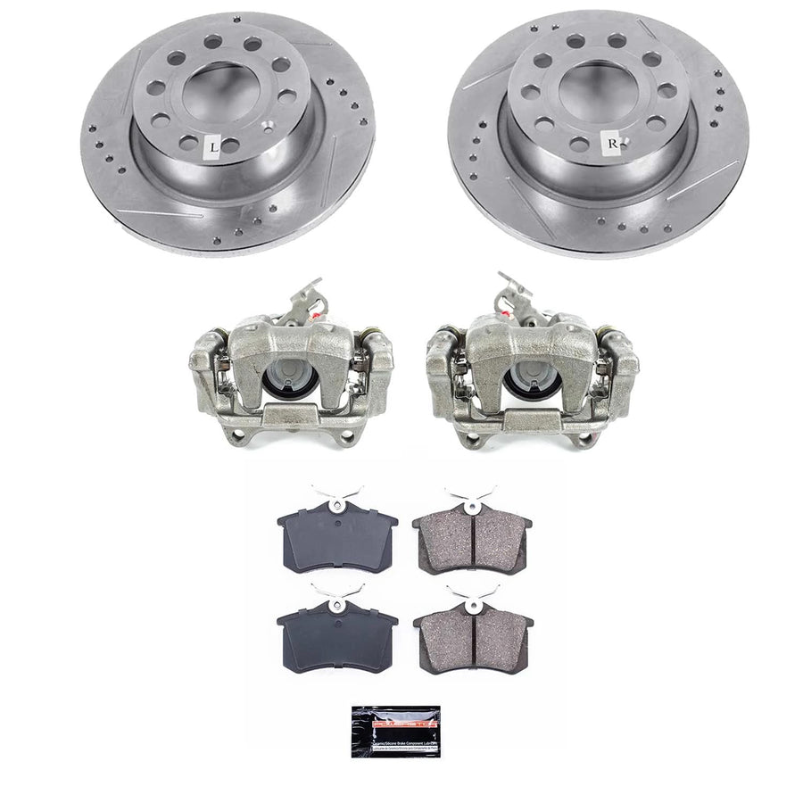 Power Stop KCOE5671A Rear Brake Caliper Kit- Brake Pads, Brake Rotors & Calipers For Volkswagen Beetle 2013-2017, Volkswagen Jetta 2018 [Model Specific]