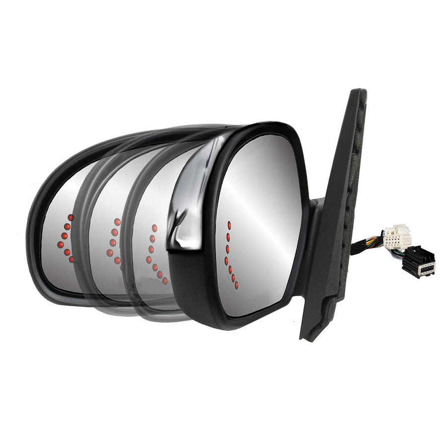 Fit System Driver Side Mirror for Silverado/Sierra 1500, 2500, 3500, Avalanche, Suburban, Tahoe, Yukon/Denali/XL, Silverado/Sierra Hybrid, chrm, Arrow Signal, memo, Power Fold, Heated Power