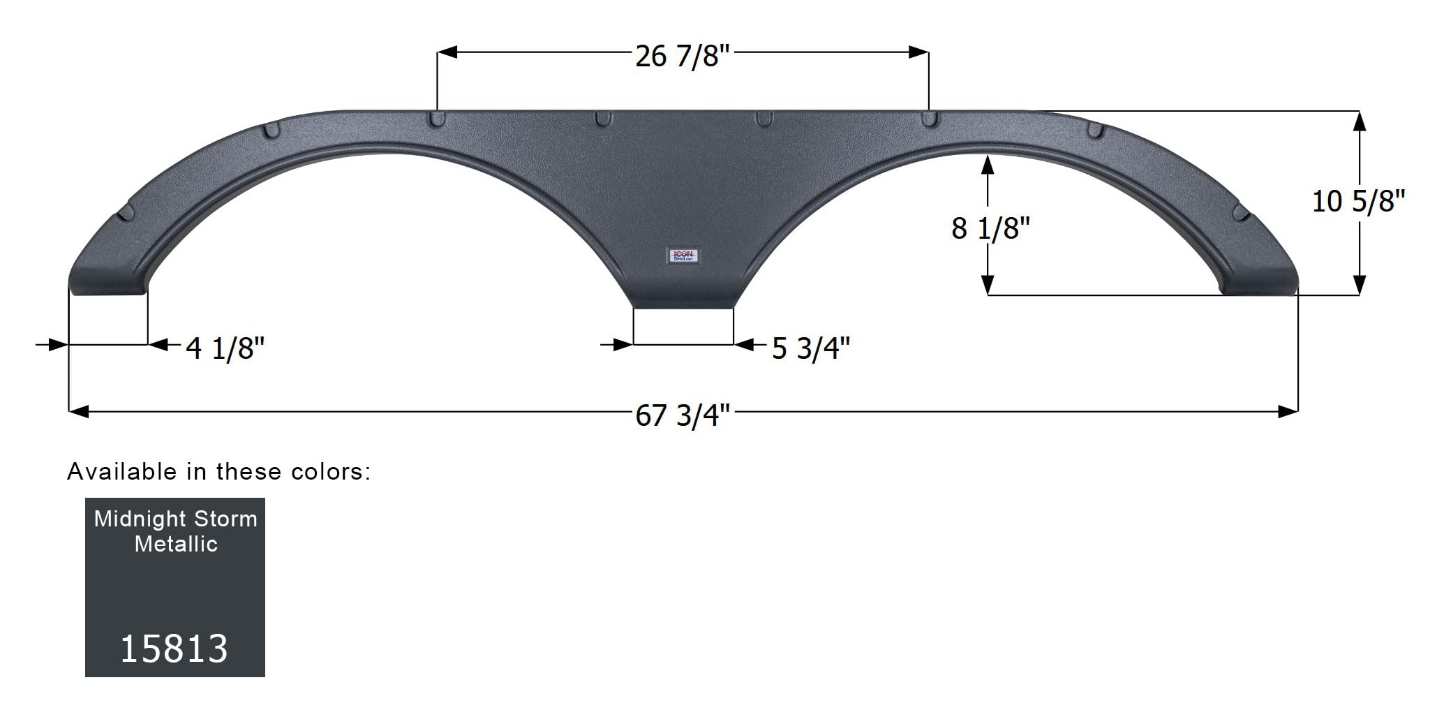 Tandem Axle Fender Skirt ICON 15813 for Heartland - Midnight Storm Metallic FS5813
