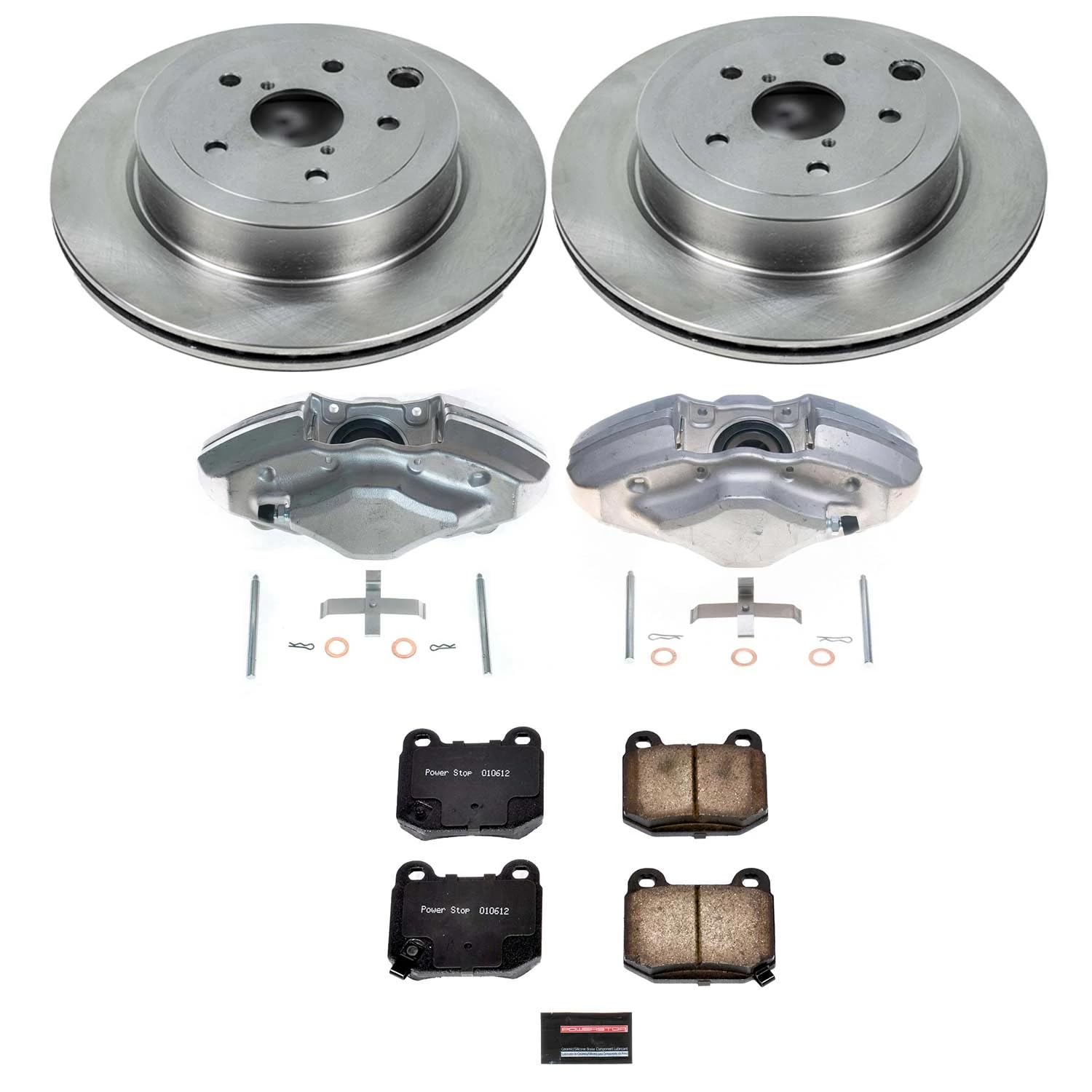 Power Stop KCOE5305 Rear Brake Caliper Kit- Brake Pads, Brake Rotors & Calipers For Subaru Impreza 2008-2014, Subaru WRX STI 2015-2017 [Model Specific]