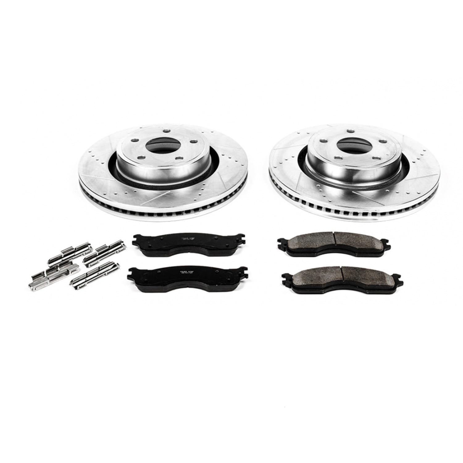 Power Stop K4584 Z23 Carbon Fiber Brake Pads with Drilled & Slotted Brake Rotors Kit For Dodge Ram 1500 2004 [Model Specific]